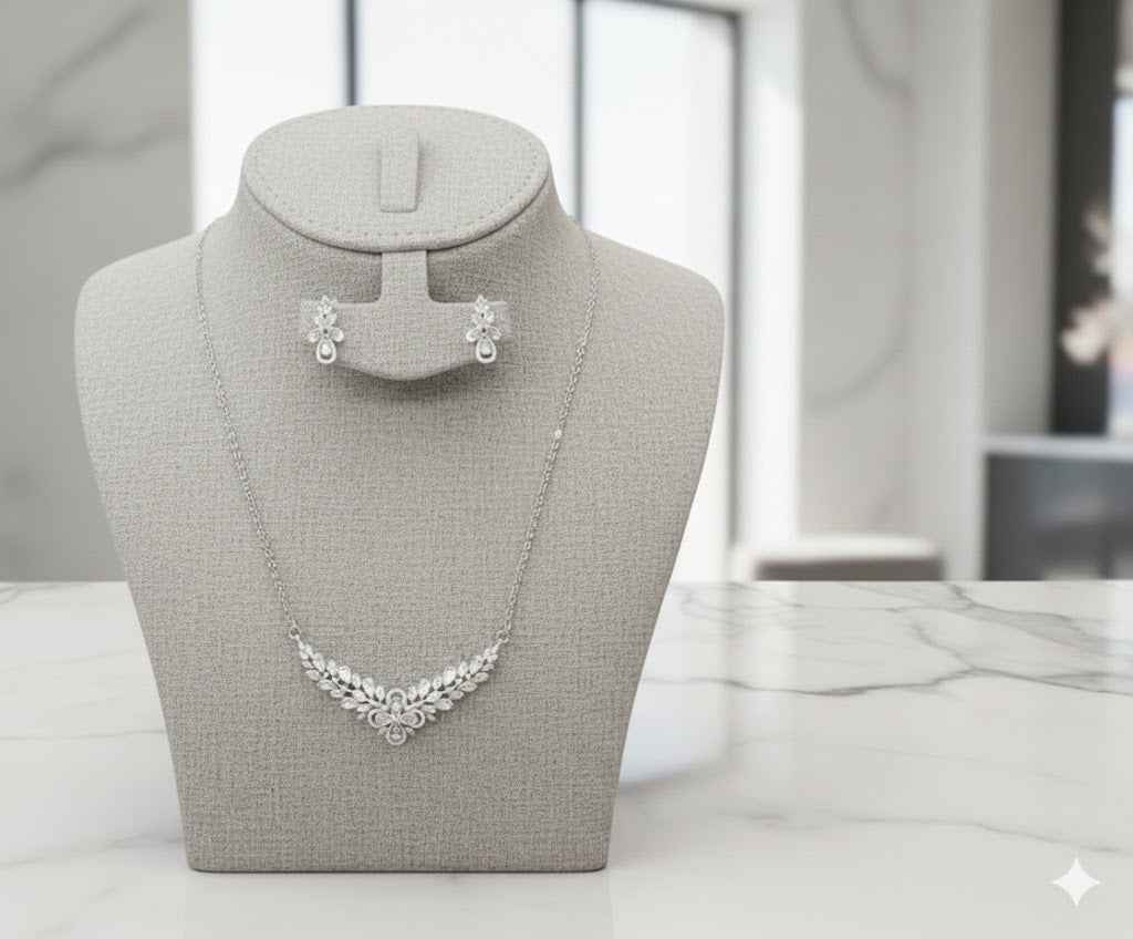 Crystal Leaf Jewelry Set